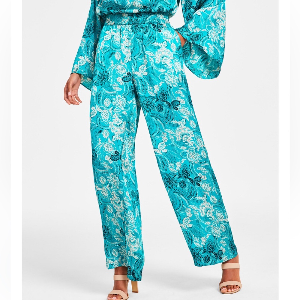 Vince Camuto Printed High-Rise Wide-Leg Pants
